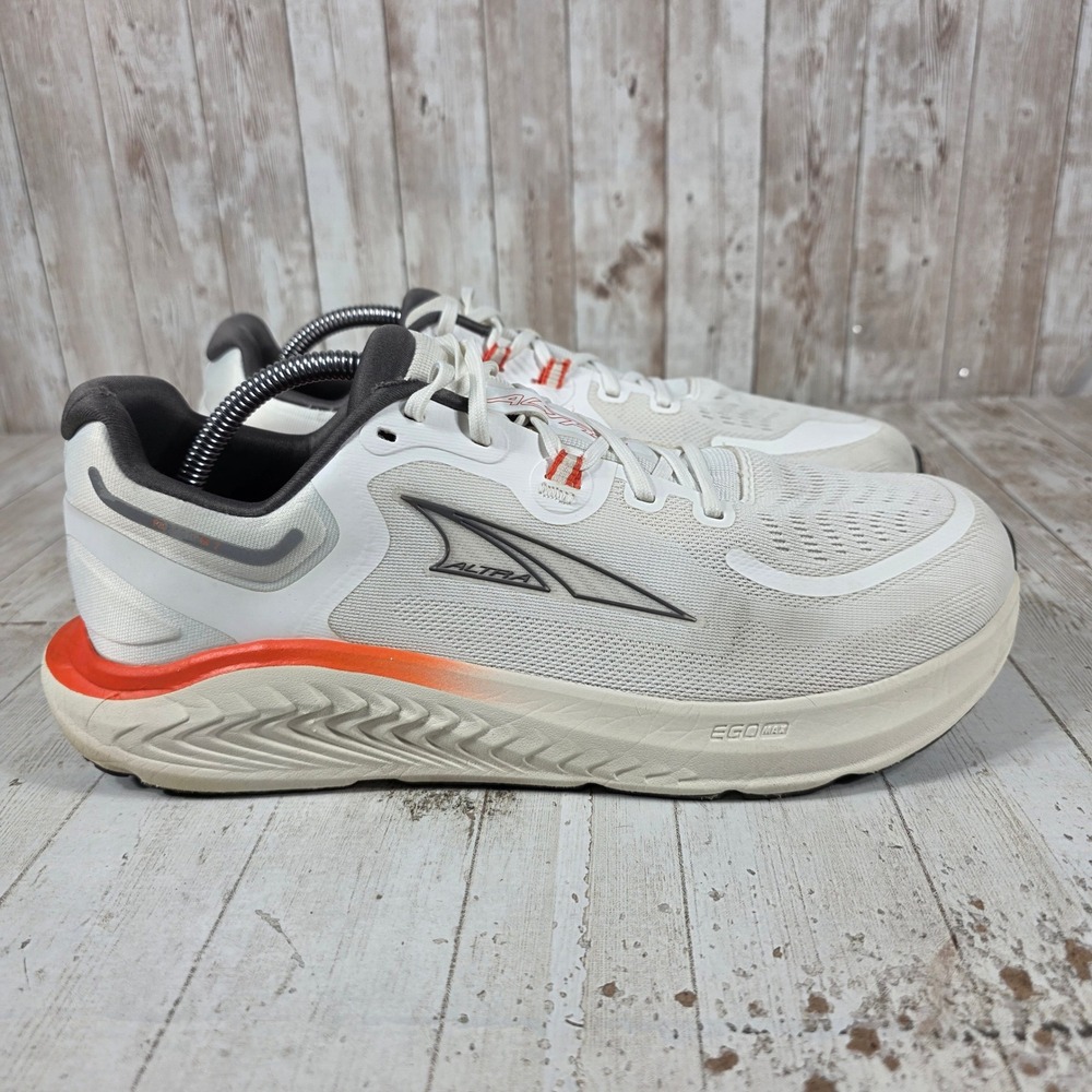 Altra Paradigm 7 Mens 10.5 White Orange Road Running Shoes AL0A82C5110 Zero Drop